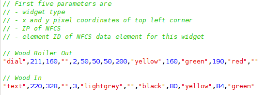 Screenshot ot the widget configuration file